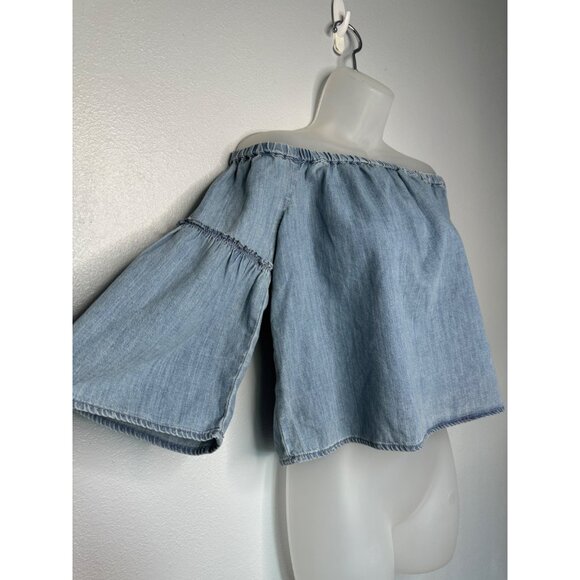 Madewell Blue Off-Shoulder Blouse - Picture 3 of 10